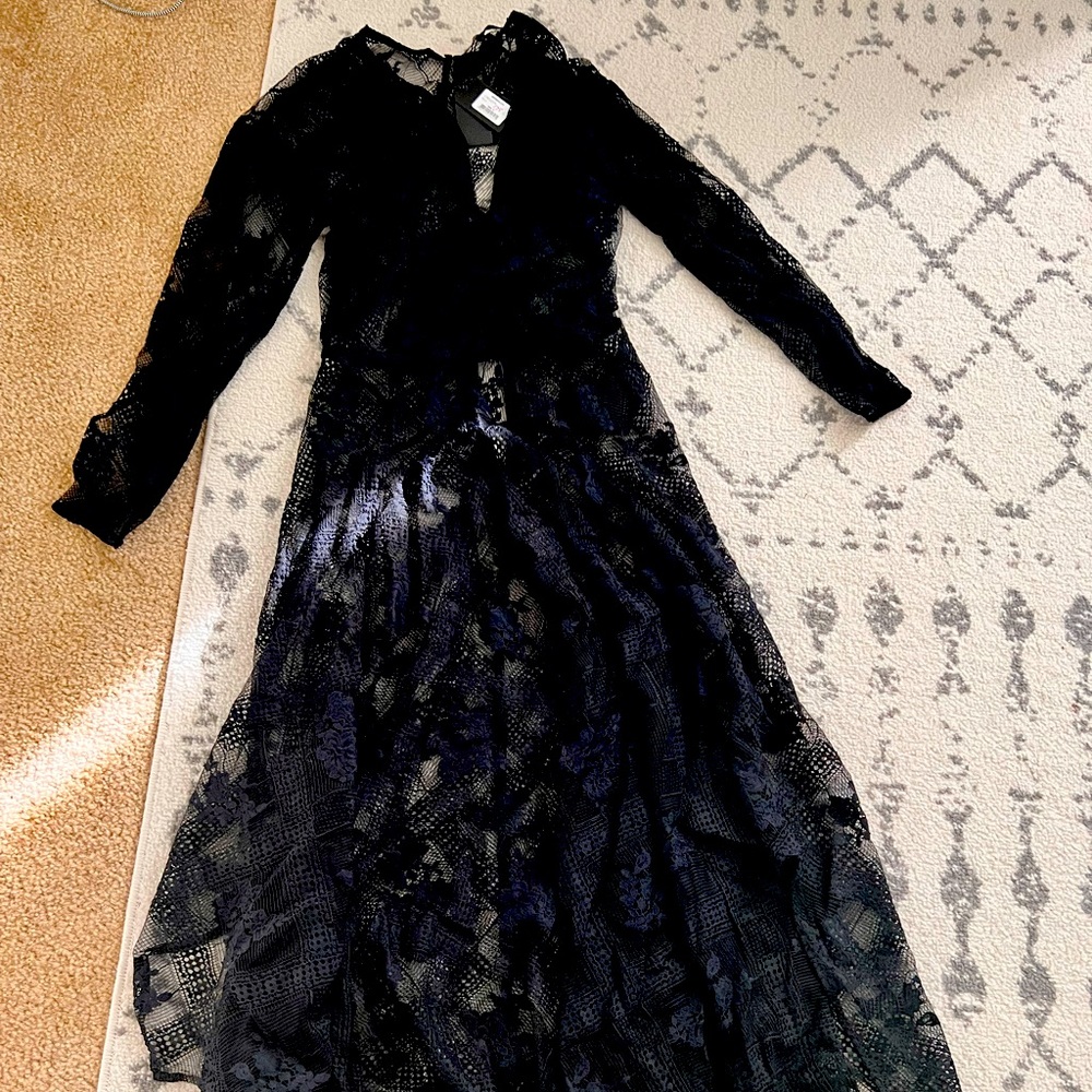 Maje black laced maxi dress